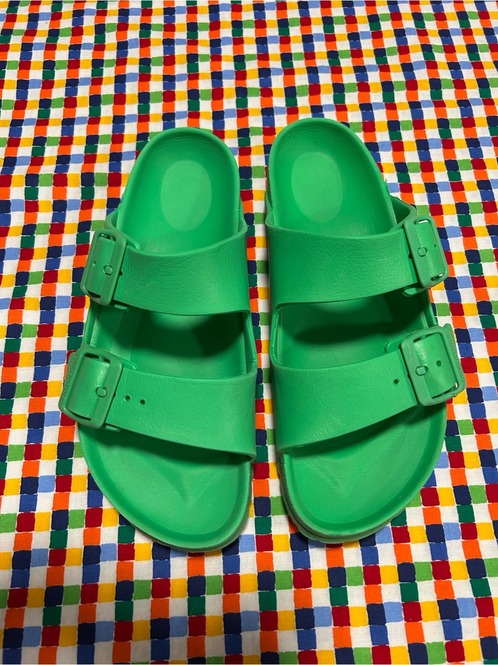 Womens Birkenstock Green Double-Buckle Slide Sandals 7